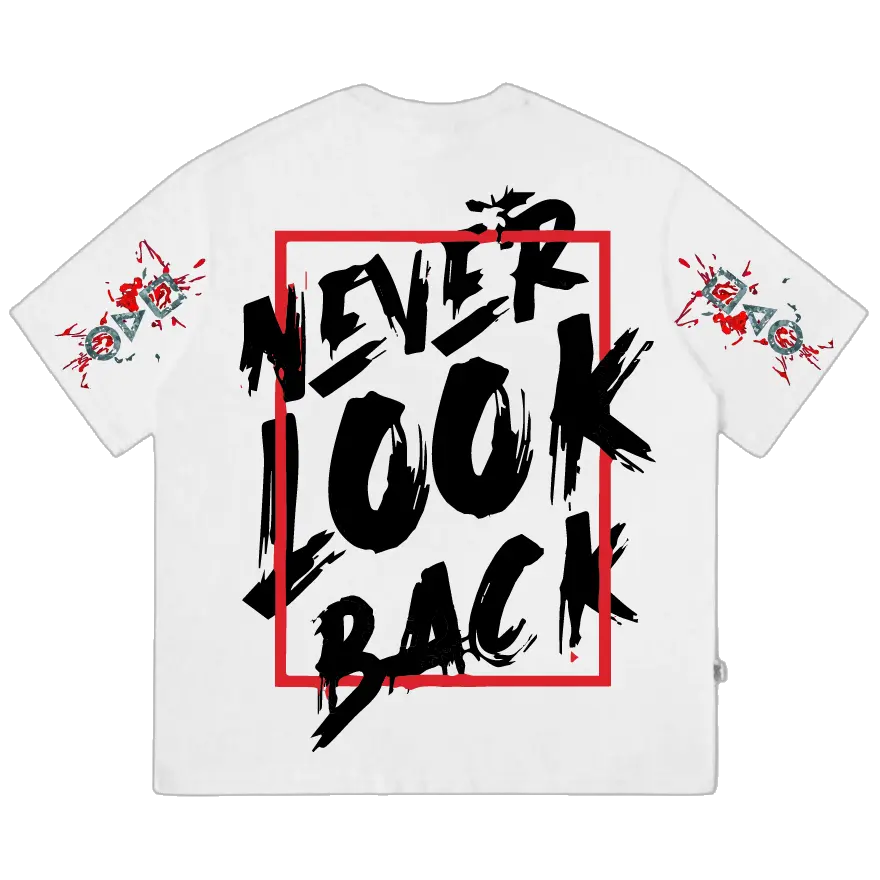 JustMini “Never Look Back” Oversized Graphic Tee – Redefine Your Grind
