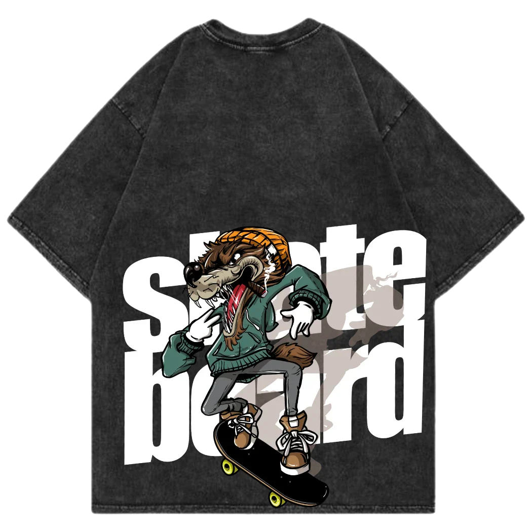 Skateboard Wolf Graphic T-Shirt – JustMini