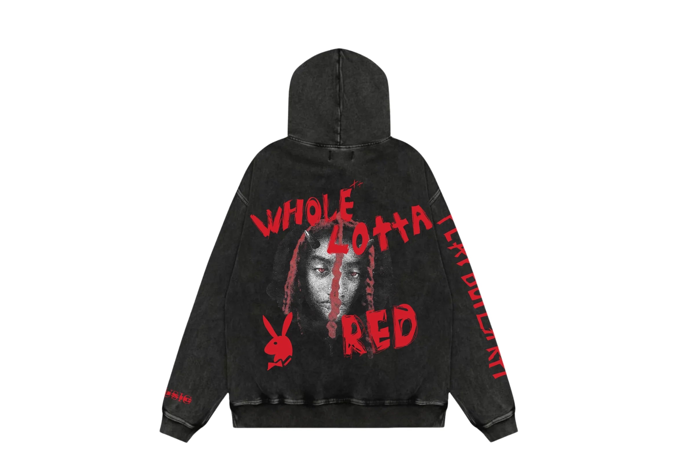 JustMini “Whole Lotta Red” Oversized Streetwear Hoodie – Vintage Edition