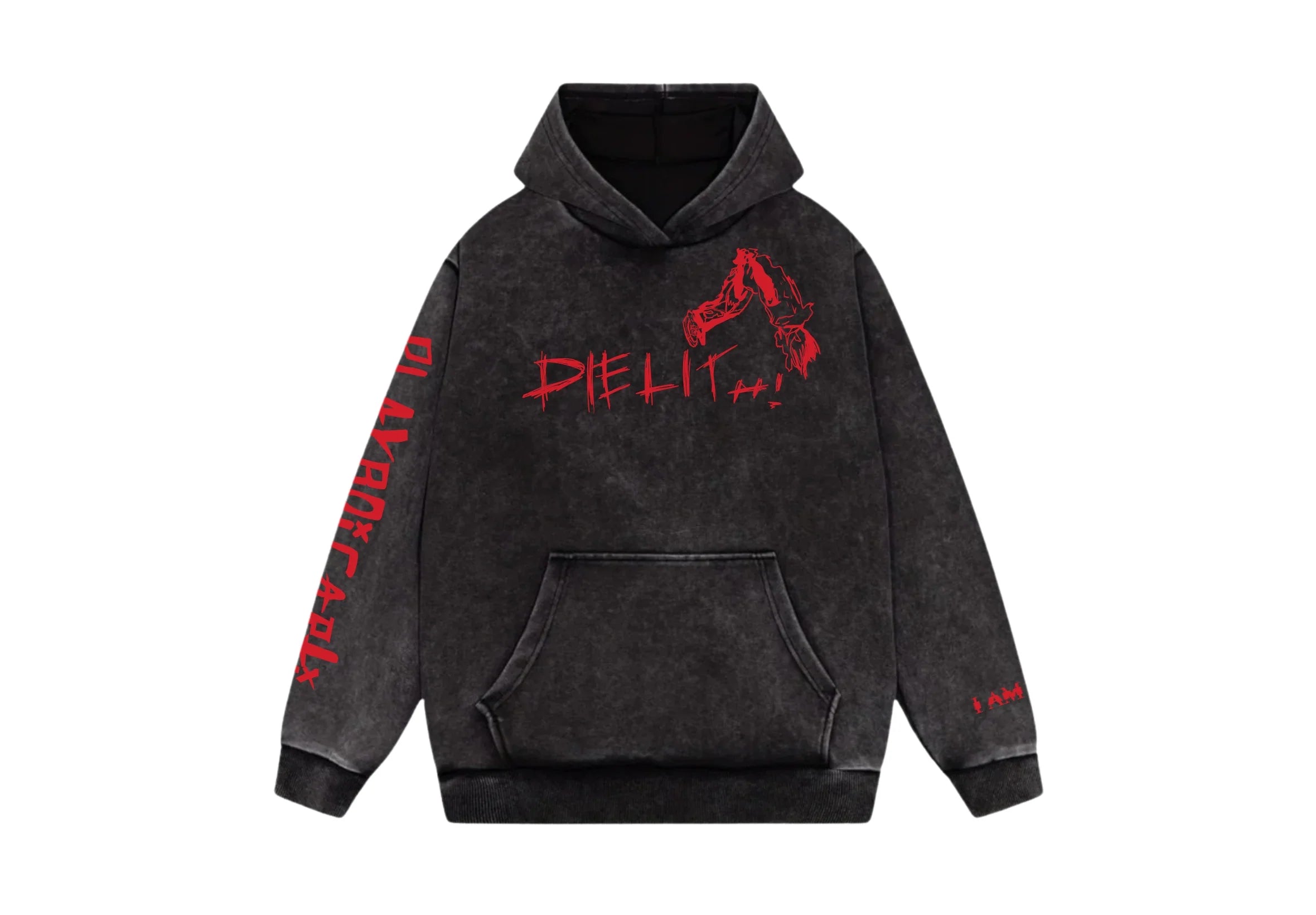 JustMini “Whole Lotta Red” Oversized Streetwear Hoodie – Vintage Edition