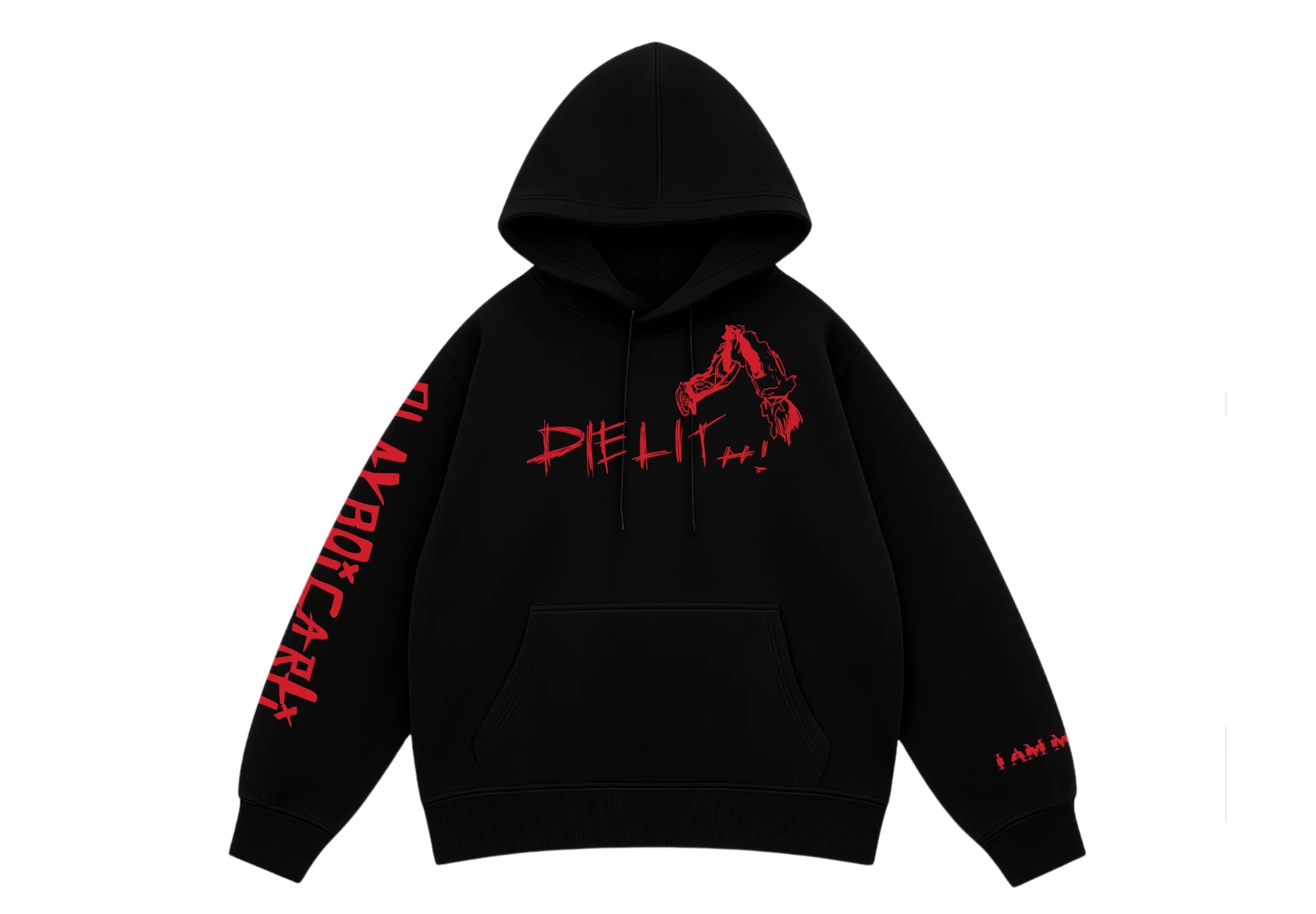 JustMini “Whole Lotta Red” Oversized Streetwear Hoodie – Vintage Edition